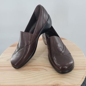 Clarks Blackberry Slip On Wedge Loafers Brown Leather 84630 Womens Size 8 M